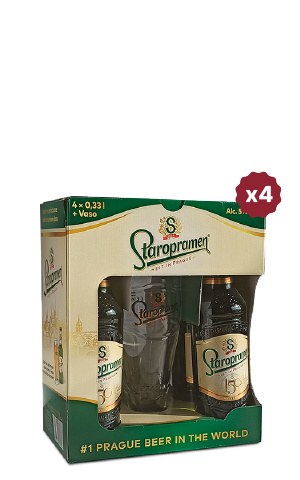 PACK 4 BOTELLAS STAROPRAMEN + VASO </br>